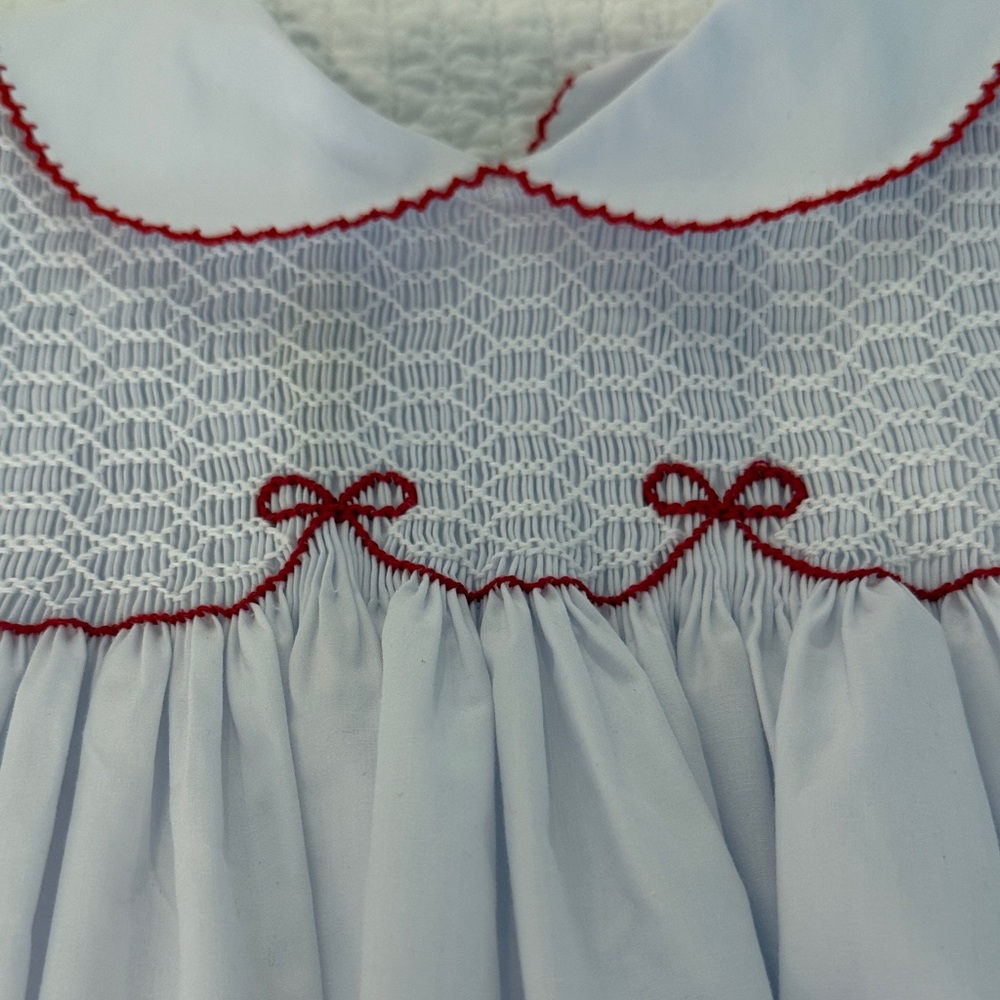 The Beaufort Bonnet Company White Dress with Red Trim